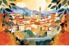 Vibrant Italian Town Art Print