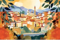 Vibrant Italian Town Art Print