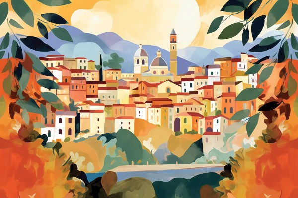 Vibrant Italian Town Art Print